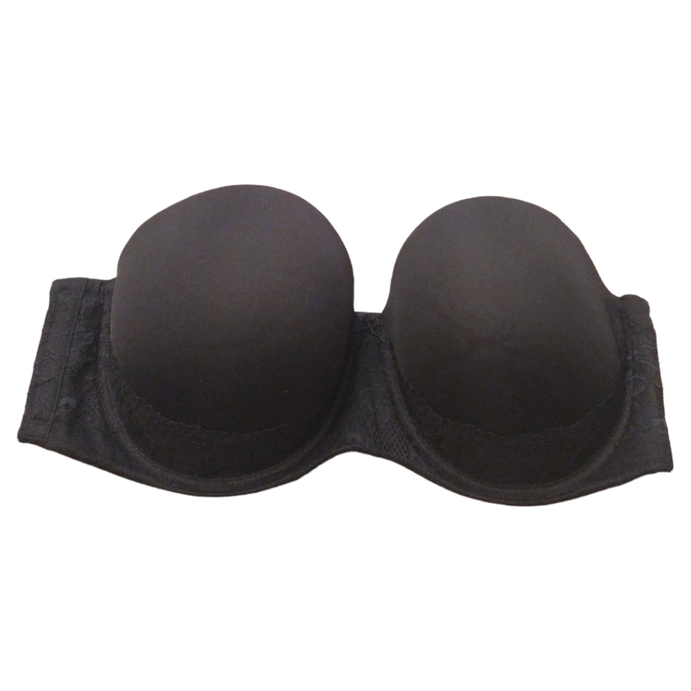 Torrid Black Lace Push Up Strapless Bra. 40DDD
